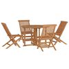 vidaXL Set da Pranzo Pieghevole per Esterni 5pz Legno Massello di Teak
