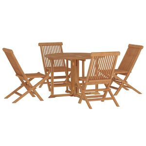 vidaXL Set da Pranzo Pieghevole per Esterni 5pz Legno Massello di Teak
