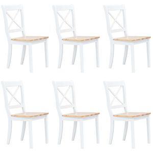 vidaXL Sedie da Pranzo 6 pz Bianco e Naturale in Massello di Hevea