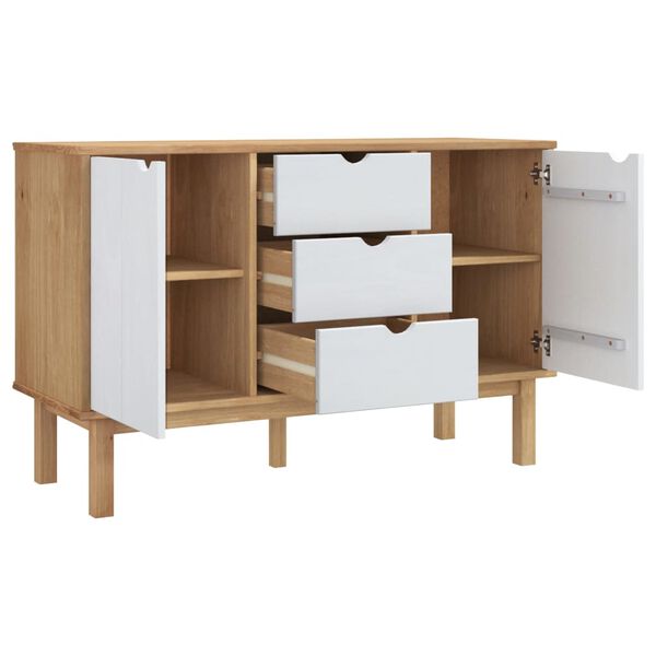 vidaXL Credenza OTTA Marrone e Bianco 113,5x43x73 cm in Legno di Pino