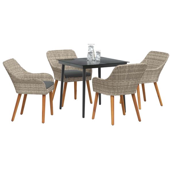 vidaXL Set da pranzo Grigio chiaro Poly Rattan