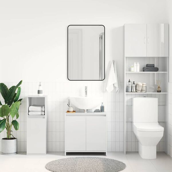 vidaXL Mobile da Bagno Bianco Lucido 60x33x61 cm in Legno Multistrato