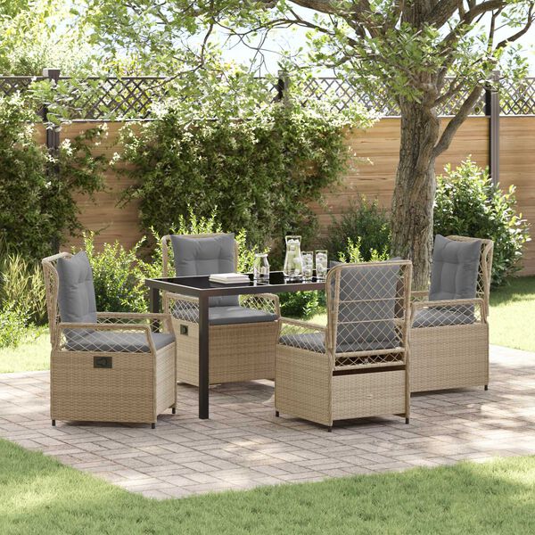 vidaXL Set da Pranzo per Giardino 5 pcs Beige e Grigio Chiaro