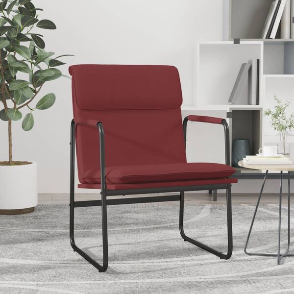 vidaXL Sedia Lounge Rosso Vino 55x64x80 cm in Similpelle