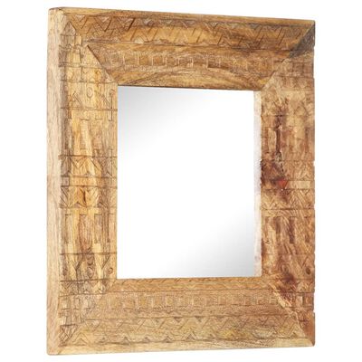 vidaXL Specchio Intagliato a Mano Bianco 50x50x2,5cm in Legno di Mango