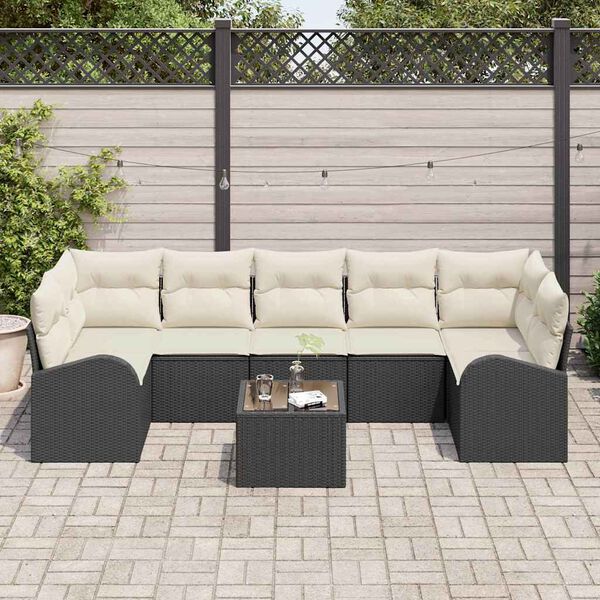 vidaXL Set Divano da Giardino Nero 55 x 55 x 37 cm polyrattan