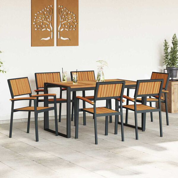 vidaXL Set da Pranzo per Giardino 7 pcs Nero e marrone