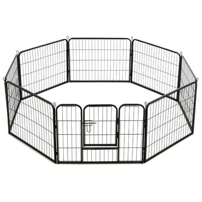vidaXL Box per Cani con 8 Pannelli in Acciaio 60x80 cm Nero