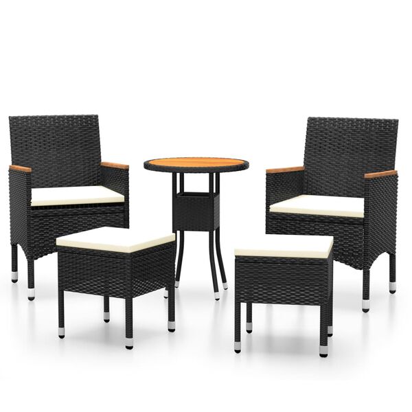 vidaXL Set Salotto da Giardino 5 pz in Polyrattan Nero
