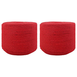 vidaXL Spago di Cotone 2 pz 2 mm 100 m Rosso 100% Cotone