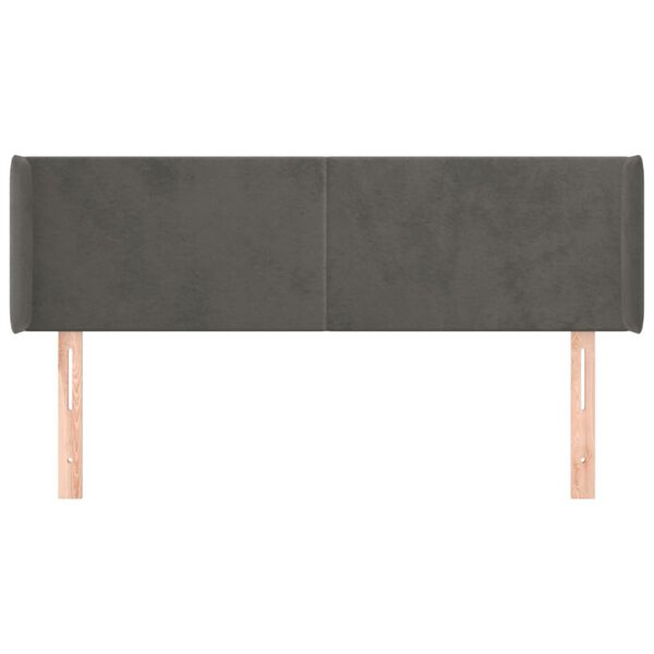 vidaXL Testiera ad Orecchio Grigio Scuro 147x16x78/88 cm in Velluto