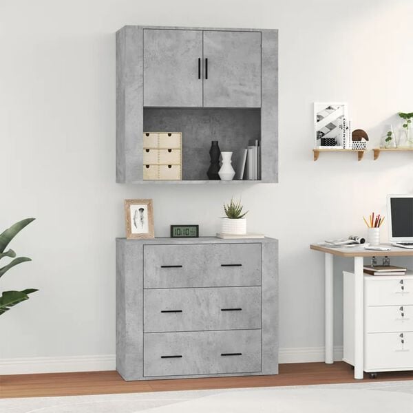 vidaXL Credenza Grigio Cemento in Legno Multistrato