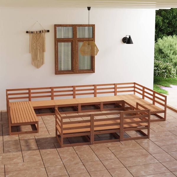 vidaXL Set Divani da Giardino 13 pz in Legno Massello di Pino