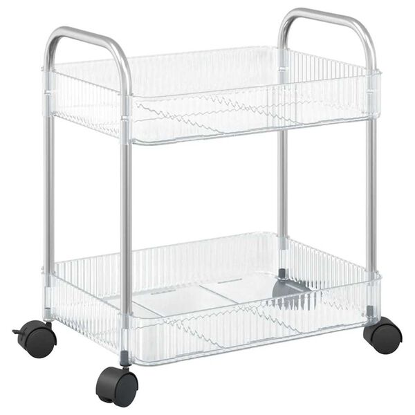 vidaXL Carrello Portaoggetti a 2 Livelli 37x28x43,5 cm in Acrilico