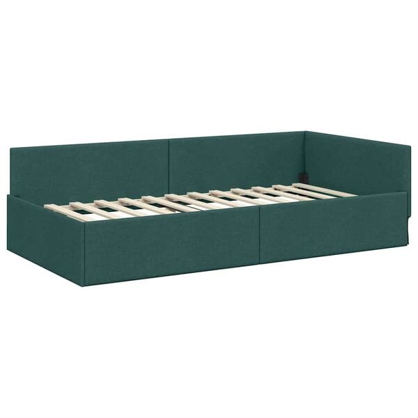 vidaXL Cornice del letto ad angolo Verde Scuro 90 cm x 190 cm Velluto