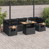 vidaXL Set Divani da Giardino con Cuscini 8 pz Nero Polyrattan Acacia