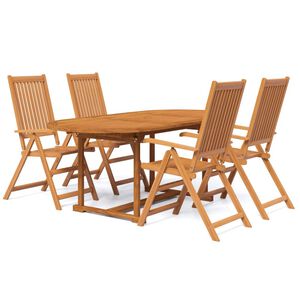 vidaXL Set Mobili da Pranzo per Giardino 5 pz Legno Massello di Acacia 120-170 cm