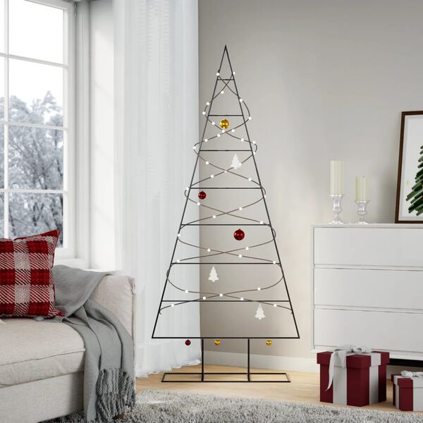 vidaXL Albero di Natale Decorativo in Metallo Nero 180 cm