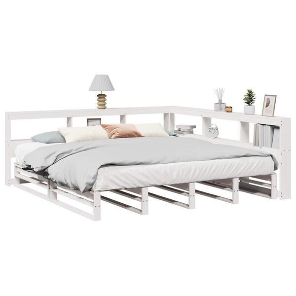 vidaXL Letto Libreria senza Materasso Bianco 200x200 cm Legno di Pino