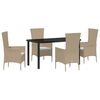 vidaXL Set da Pranzo per Giardino con cuscino 5 pcs Beige polyrattan