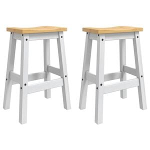 vidaXL Sgabello da bar 2 pz Bianco e Cera di Miele 44 x 30 x 63 cm