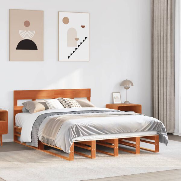 vidaXL Letto senza Materasso Marrone Cera 120x190 cm in Legno di Pino