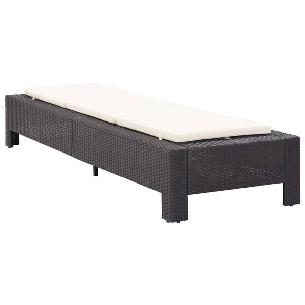 vidaXL Lettino Prendisole con Cuscino Nero in Polyrattan