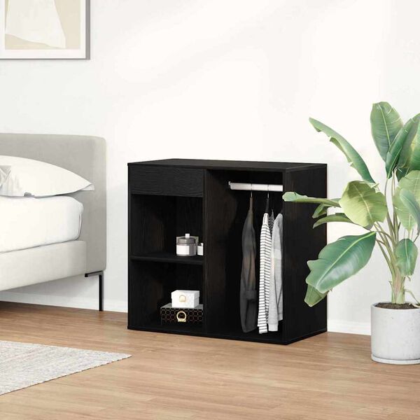 vidaXL Mobiletto Cosmetico con cassetto Rovere Nero 80 x 40 x 75 cm