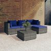 vidaXL Set Divani da Giardino 5 pz con Cuscini in Polyrattan Grigio