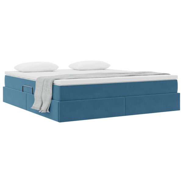 vidaXL Letto con contenitore e materasso Blu Scuro 180 x 200 cm