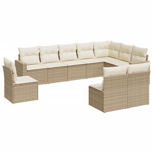 vidaXL Set Divano da Giardino 10 pz con Cuscini Beige in Polyrattan