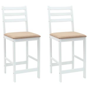 vidaXL Sedie da pranzo 2 pz Legno di gomma solido Bianco