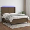 vidaXL Letto a Molle Materasso e LED Marrone Scuro 140x200 cm Tessuto