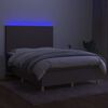 vidaXL Letto a Molle con Materasso e LED Tortora 140x190 cm in Tessuto