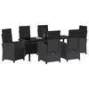 vidaXL Set da Pranzo per Giardino con cuscino 7 pcs Nero polyrattan