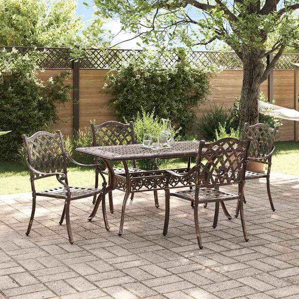 vidaXL Set da Pranzo per Giardino 5 pcs Bronzo Alluminio