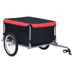 vidaXL Rimorchio da Bici Nero e Rosso 65 kg