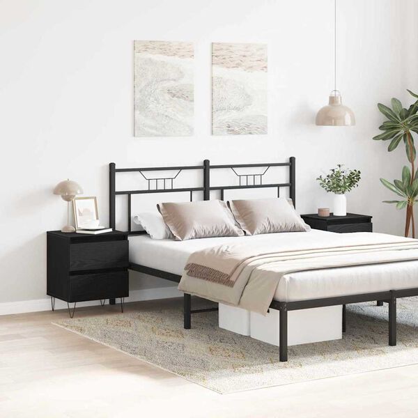 vidaXL Armadio da Notte con cassetto 2 pcs Rovere nero 40 x 35 x 50 cm