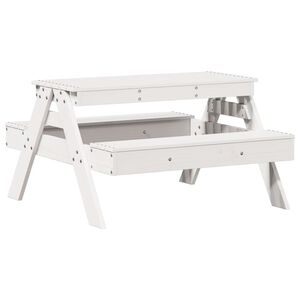 vidaXL Tavolo Picnic per Bambini Bianco 88x97x52cm Legno Massello Pino