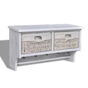 vidaXL Mensola da Parete Bianca 60x23,5x33 cm in Legno di Paulownia