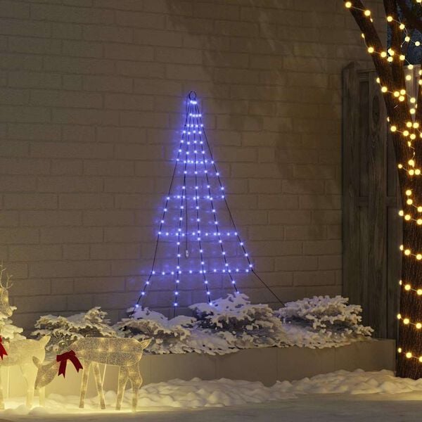 vidaXL Albero di Natale LED con picchetti per il terreno Blu 182 cm