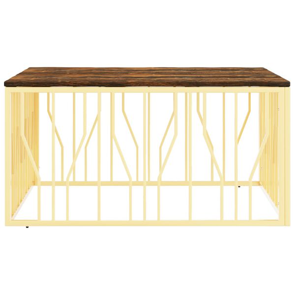 vidaXL Tavolino Salotto Oro in Acciaio e Legno Massello di Recupero