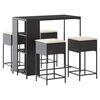 vidaXL Set Bar da Giardino 5 pz con Cuscini in Polyrattan Nero