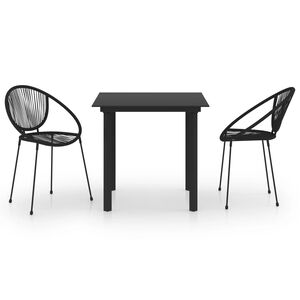 vidaXL Set da Pranzo da Giardino 3 pz in Rattan PVC Nero