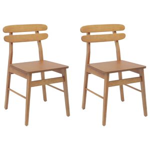 vidaXL Sedia da pranzo 2 pz Legno di gomma solido Naturale