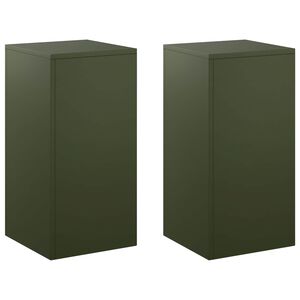 vidaXL Supporto per piante 2 pcs Verde Oliva 30 x 30 x 60 cm Acciaio