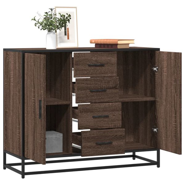 vidaXL Credenza Rovere Marrone 92x35x76 cm in Legno Multistrato