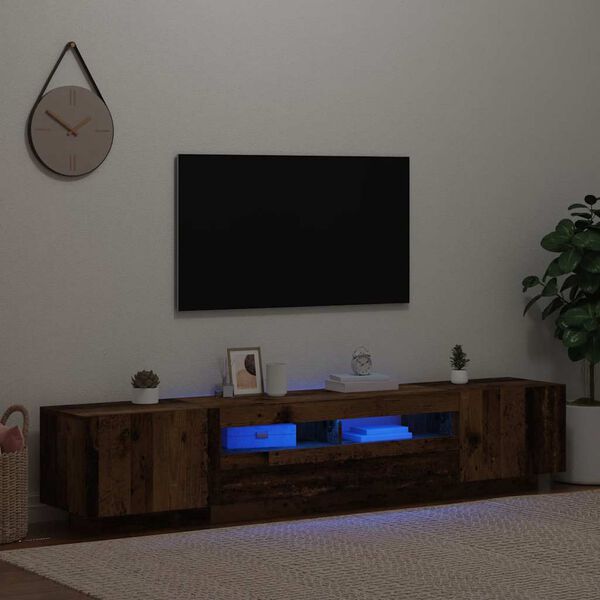 vidaXL Mobile Porta TV con LED Legno Antico 200x35x40 cm Truciolato