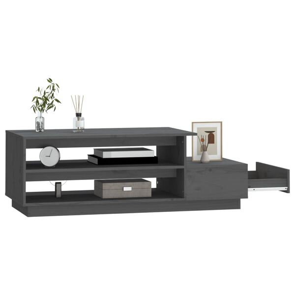 vidaXL Tavolino da Salotto Grigio 120x50x40,5cm Legno Massello di Pino