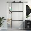 vidaXL Porta Scorrevole Nera 90x205 cm in Vetro Temperato e Alluminio